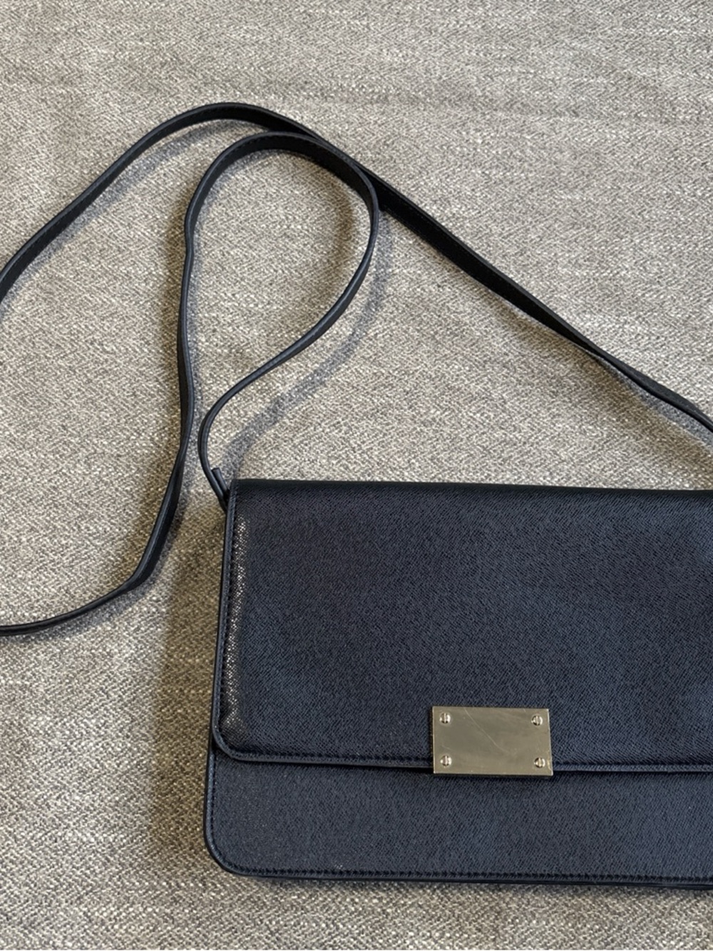 Merona Black Crossbody Bag with Silver Plate